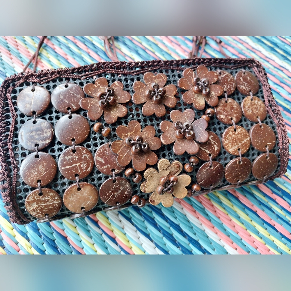 Brown Floral Embellished Women's Bag